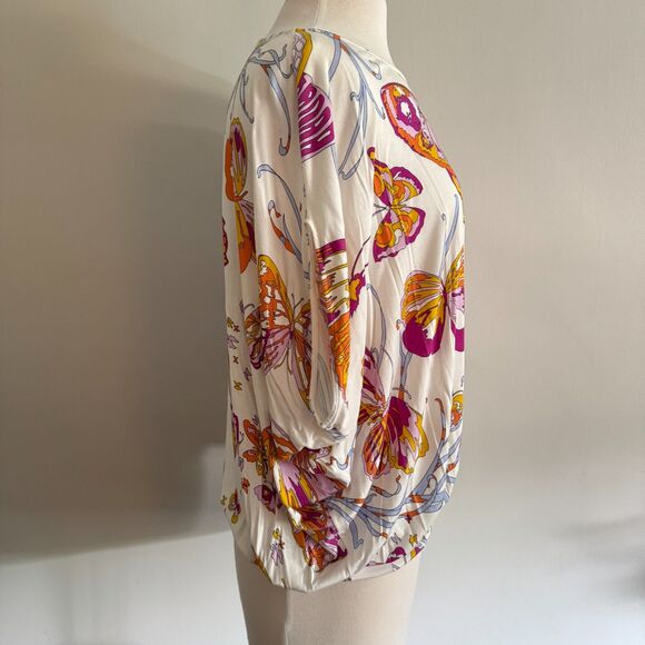 Italian Designer Emilio Pucci Butterfly Sleeve Scoop Neck Top - Size 42 - Picture 2 of 14